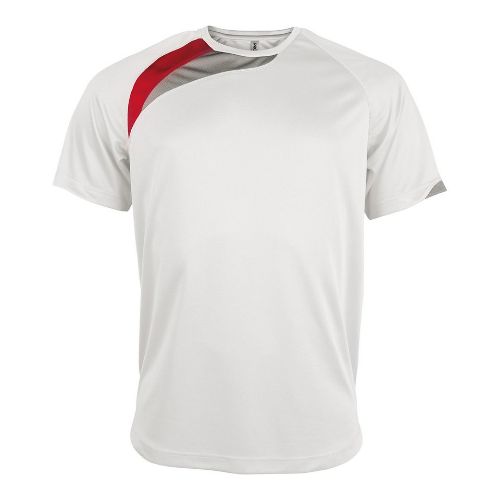 Kariban Proact Adults Short-Sleeved Jersey White/Red/Storm Grey